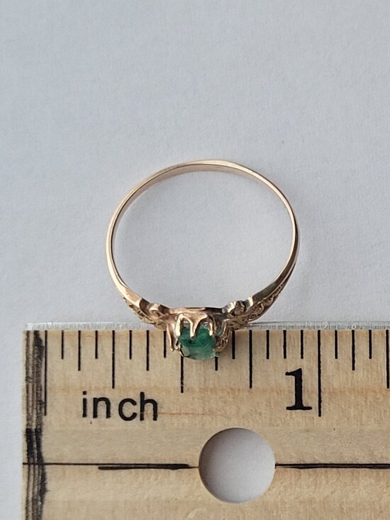 Victorian Natural Emerald Ring Antique Ostby Barton May Birthstone 10k - Picture 12 of 15